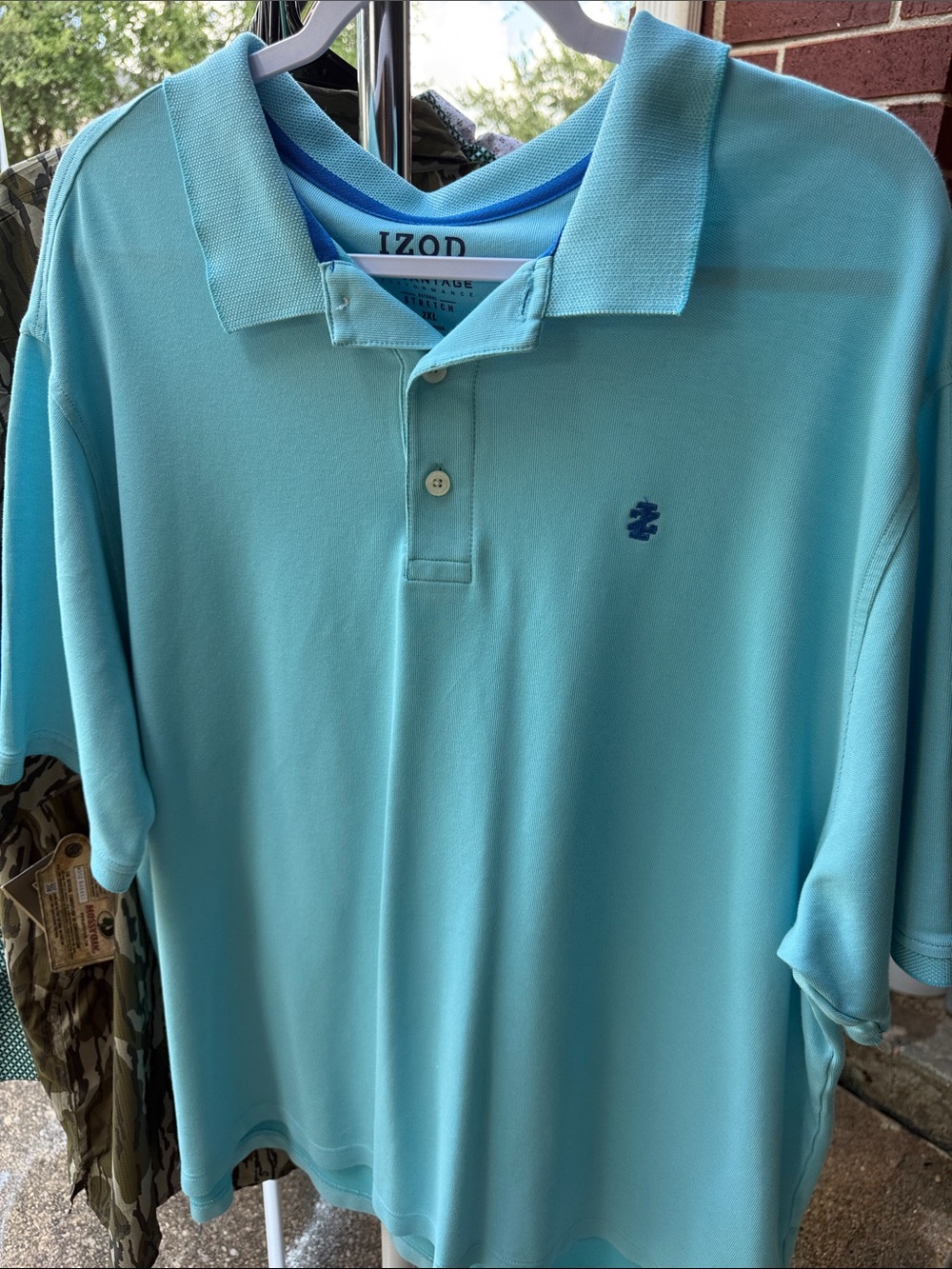 Izod Men’s Aqua Blue Polo Shirt with Embroidered Logo